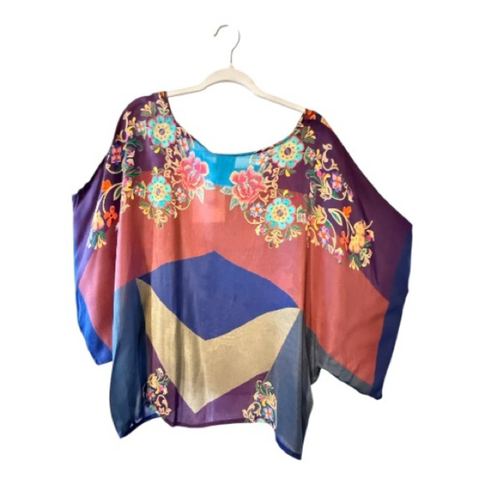 JOHNNY WAS Killiani Multicolor floral batwing cropped top/poncho, XXL - Picture 4 of 9